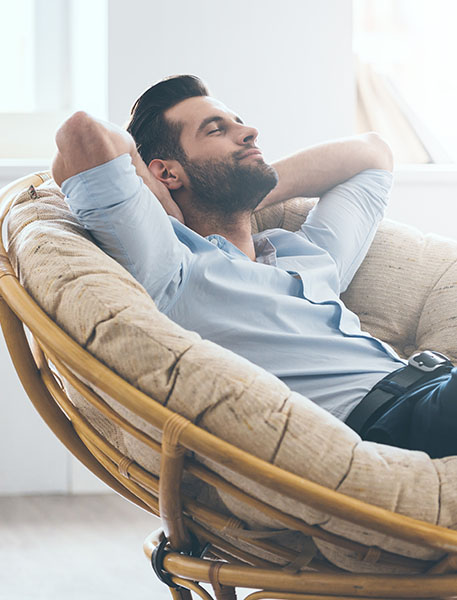 a young man relaxing